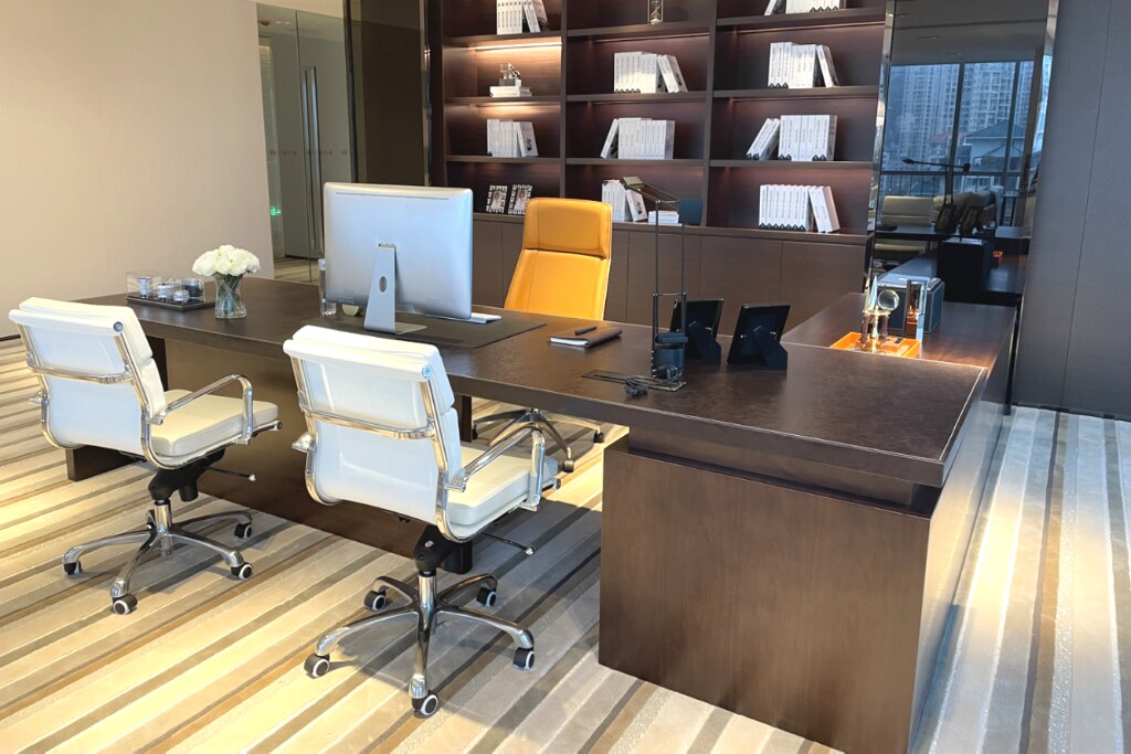 Executive Office — bespoke desk, shelving & visitor seating