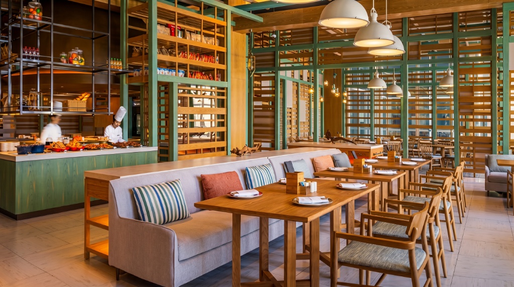 All-Day Dining Restaurant — custom banquette seating & joinery